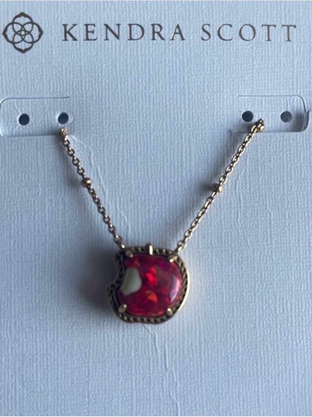 Kendra Scott x Disney Red Kyocera Opal Apple necklace